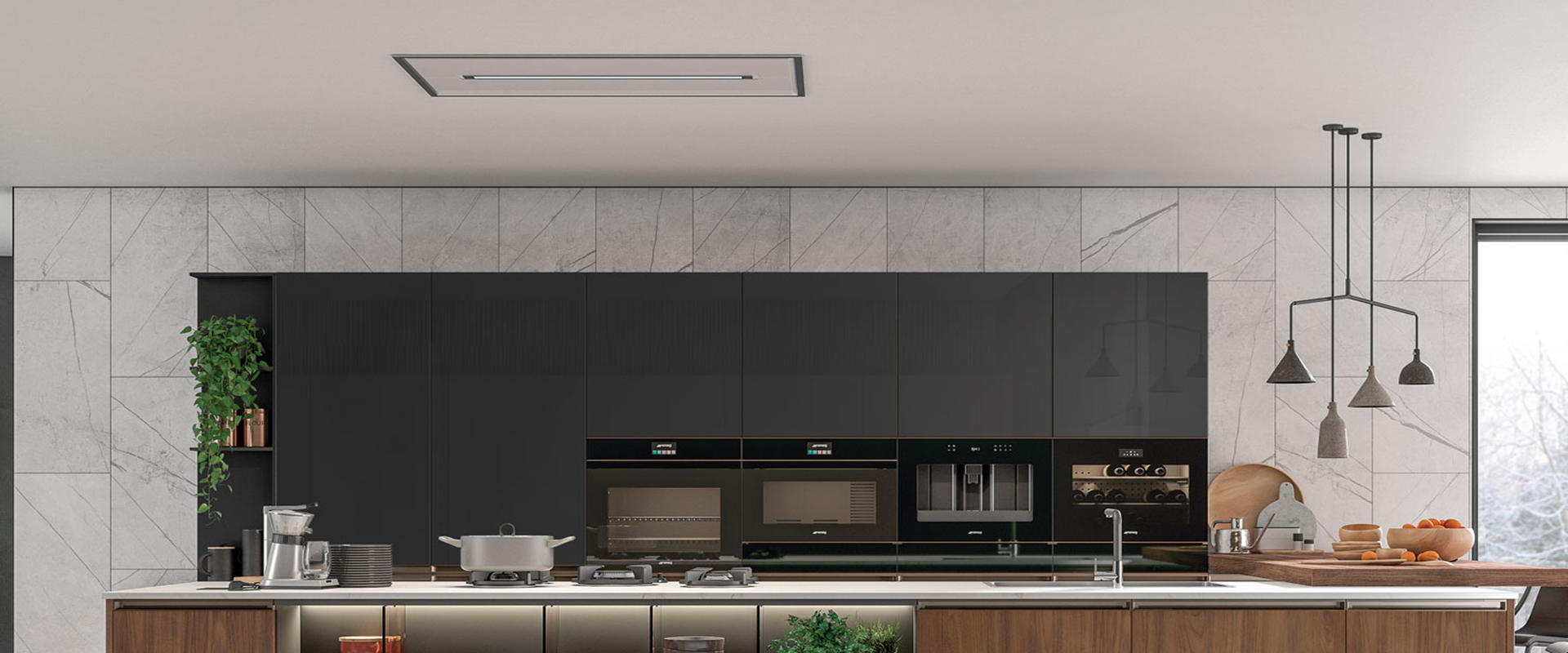 Small kitchen ceiling cooker hoods